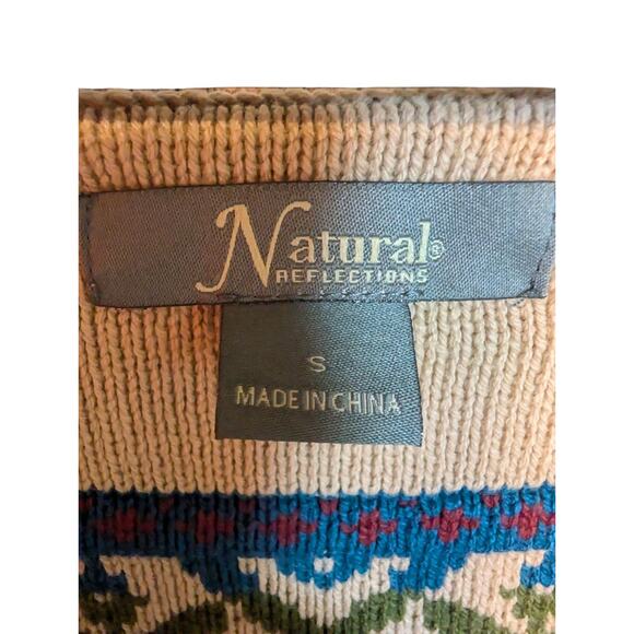 Boho Knit Hooded Fair Isle Sweater Hoodie Tribal Womens Cottage Peasant Women S - Picture 2 of 6